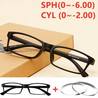 mens and womens finished myopia glasses tr90 frames and aspherical anti blue ray photochromic lenses sph 0 6 00 cyl 0 2 00