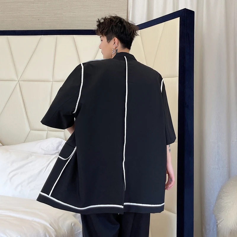 Летняя одежда разных цветов корейский мужской повседневный костюм с коротким