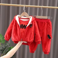 kids sets clothes 2021 winter baby boys and girls clothing tricken children vest hooded tops pants 3pcsset outfits toddler suit