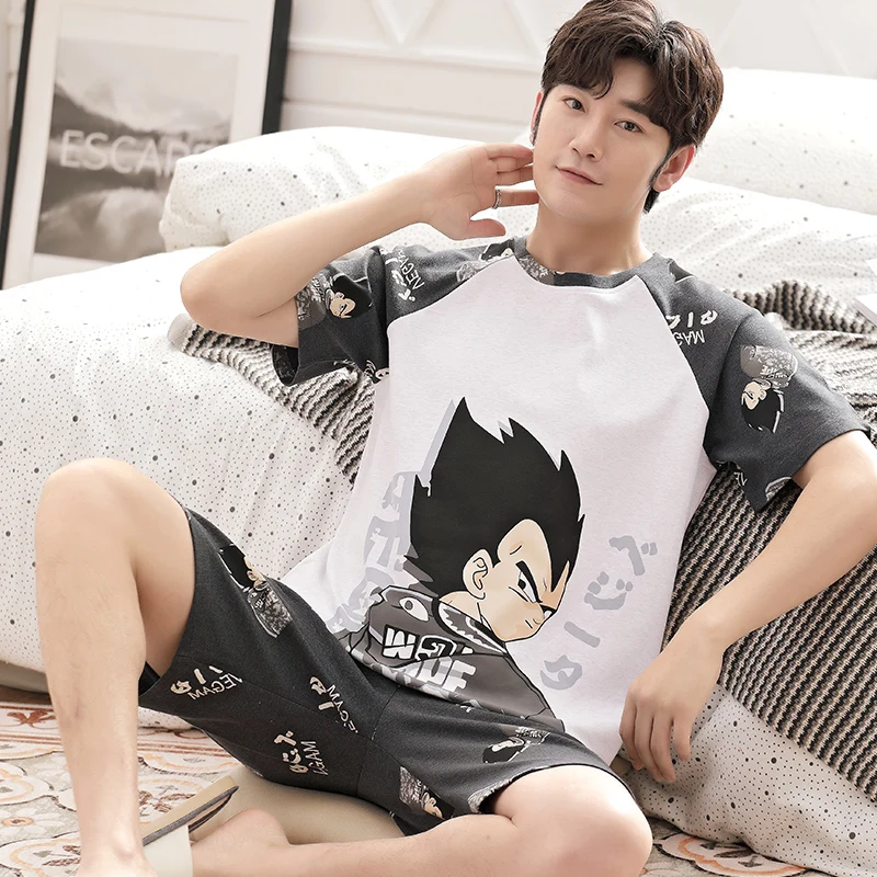 Комплект пижамный для мужчин и женщин с рисунком Vegeta SONG пижама из чистого хлопка