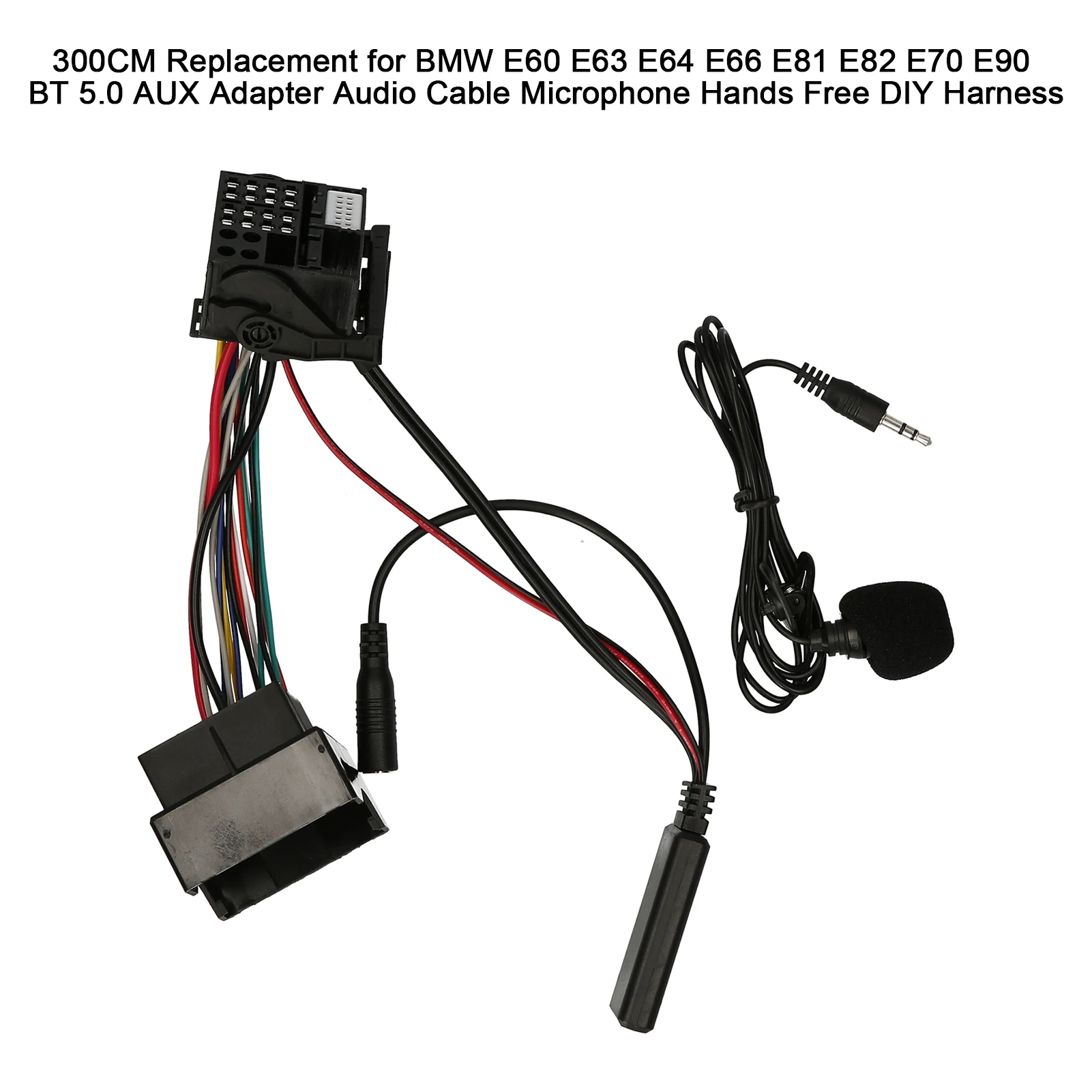 

300CM Replacement for BMW E60 E63 E64 E66 E81 E82 E70 E90 BT 5.0 AUX Adapter Audio Cable Microphone Hands Free DIY Harness