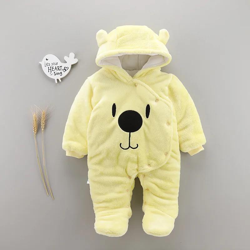 Комбинезон детский флисовый с капюшоном на пуху для новорожденных девочек и