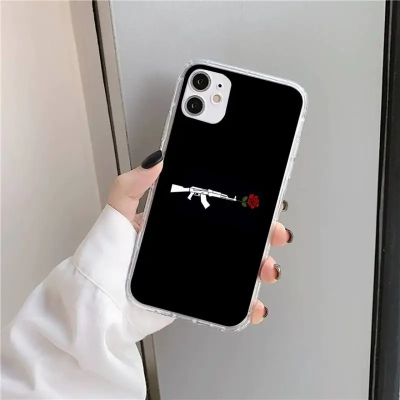 

Shooting So Cool Gun Phone Case Transparent for iPhone 11 12 mini pro XS MAX 8 7 6 6S Plus X 5S SE 2020 XR