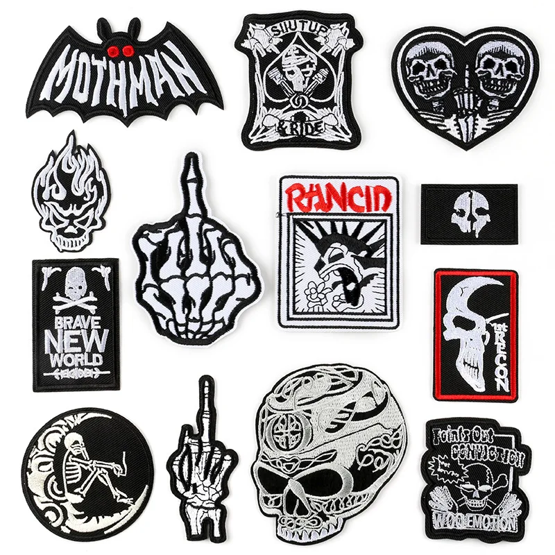 

Embroidery Logo Embroidery Skull Patch Paste Clothing Accessories Cloth Logo Badge Iron on Patches for Clothes Iron Ons