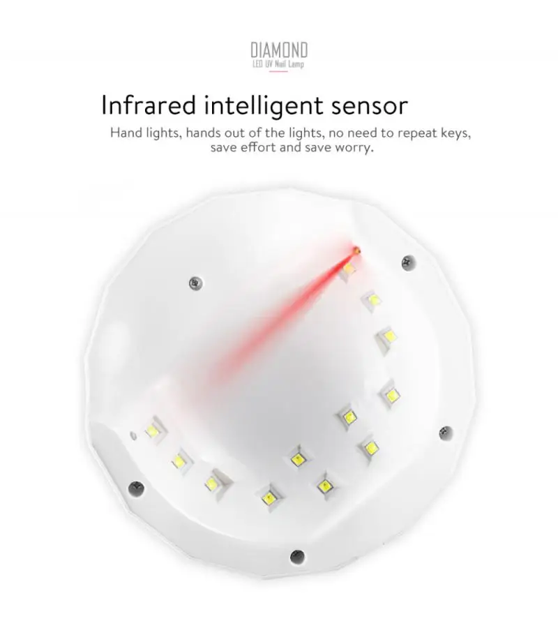 Белый 36W для ногтей УФ светодиодная лампа сушки фототерапии Клей сушильная