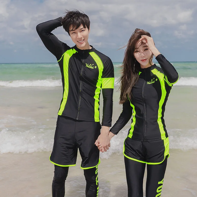 

Couple Swimsuit Rash Guard Women Long Sleeve Swimsuit for Women Sun Proof Surfing Suit Men Rashguard Diving Suit Swimming Suit
