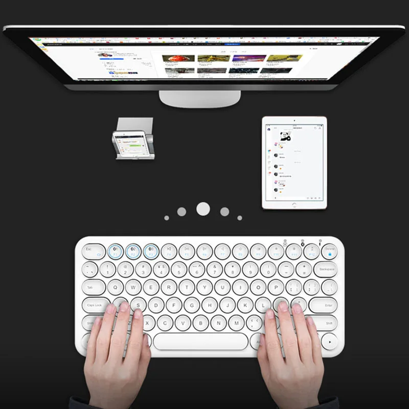 

Bluetooth клавиатура беспроводная круглая клавиатура ПК планшет ноутбук игровой компьютер клавиатура розовая Windows MacOS Android IOS Chrome OS