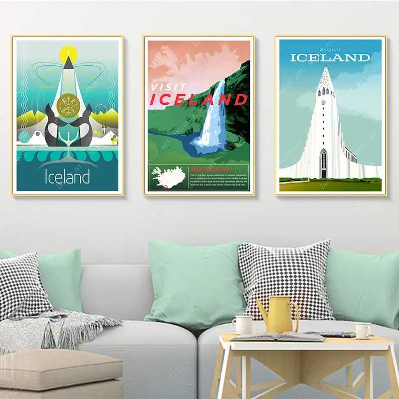 Винтажная Картина на холсте с изображением винтажной мельницы из Исландии Кели