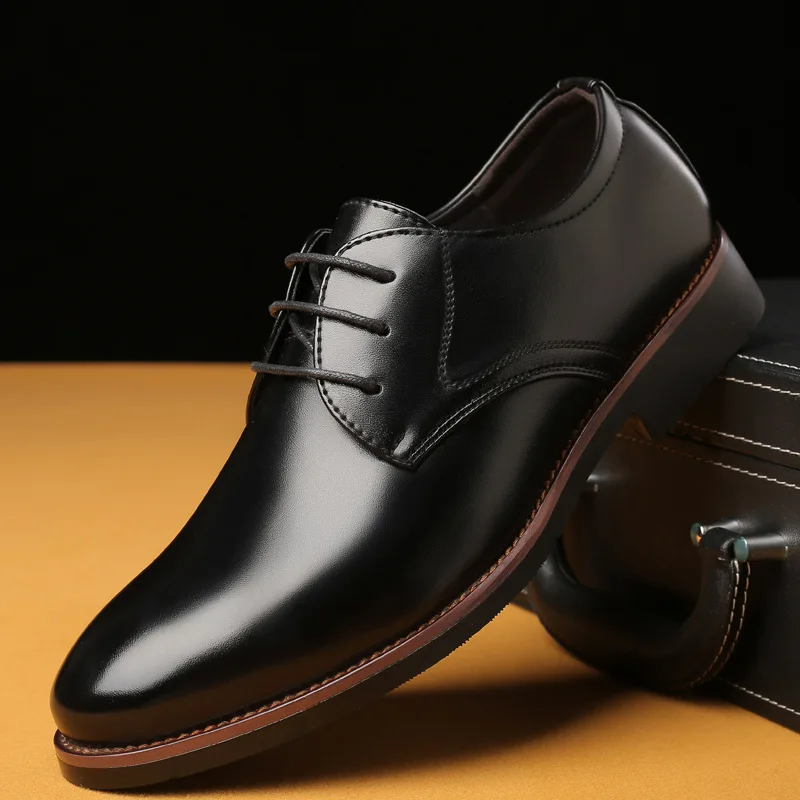 

Mazefeng Men's Brand Leather Formal Shoes Lace Up Dress Shoes Oxfords Fashion Retro Shoes Elegant Work Footwear Drop Shipping