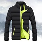 Мужская приталенная куртка, однотонная парка с хлопковой подкладкой, теплая верхняя одежда, для осени и зимы, 2020