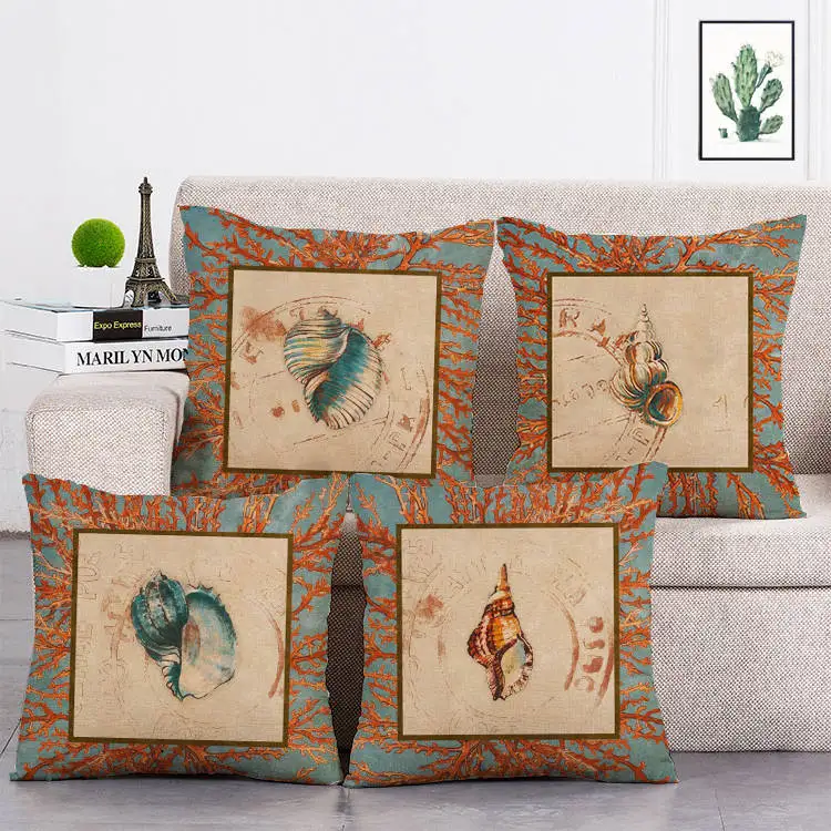 

Fresh And Simple Ocean Pillowcase Shells Starfish Cartoon Throw Pillow Home Linen Large Sofa Bedding Ocean Decoration T165
