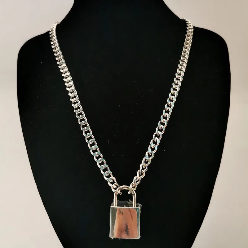 Ожерелье-чокер с замком, многослойное ожерелье на шею с замком, Панк ювелирные изделия, брелок с замком для ключей, цепочка с подвеской для женщин и мужчин, цепочка на свитер, ожерелье s