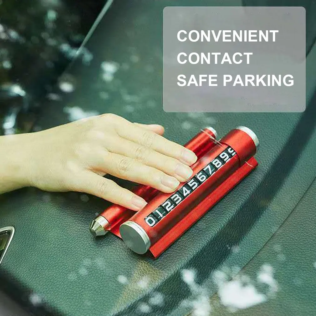 

Multifunctional Temporary Mobile Parking Phone Number Plate Escape Hammer