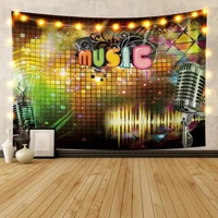 laeacco tapestry karaoke music microphone wall hangings home wedding restaurant shop college living room decoration polyester