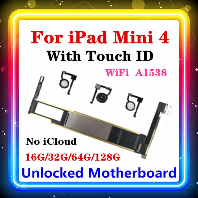 A1538 WiFi для IPad Mini 4 материнская плата с сенсорным Идентификатором Бесплатная