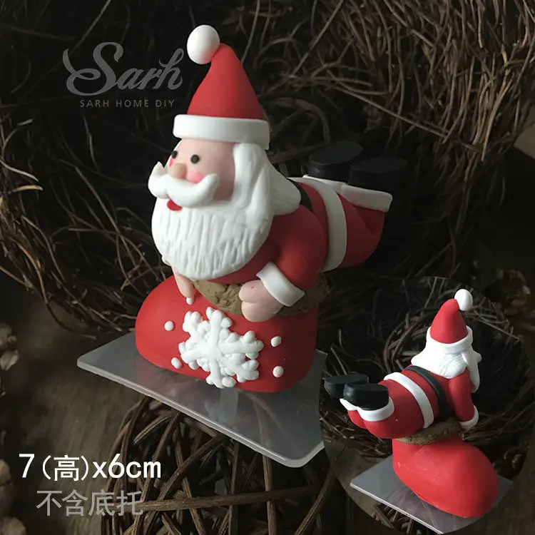 2pc A Санта-Клаус, лось, снеговик, рождественские топперы для торта, дерево, олень, обувь, украшения на год, вечерние принадлежности для выпечки, подарки для детей - Цвет: 2pc A