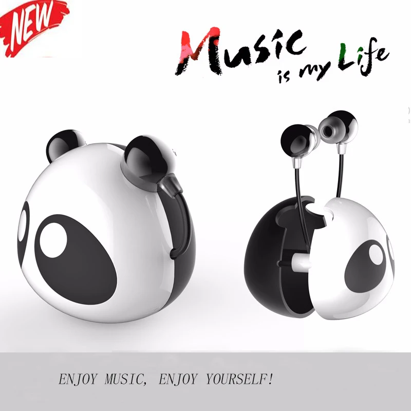 С изображением милой панды проводной вкладыши наушники 3 5 мм стерео