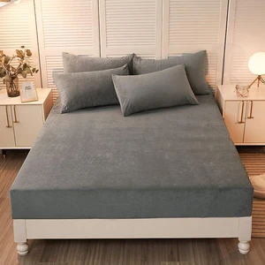 Velvet Mattress Cover Deep 30cm 160x200 Customize Any Size Elastic Fitted Sheet Quality Bed Linen Winter Warm Bed Sheet Crystal
