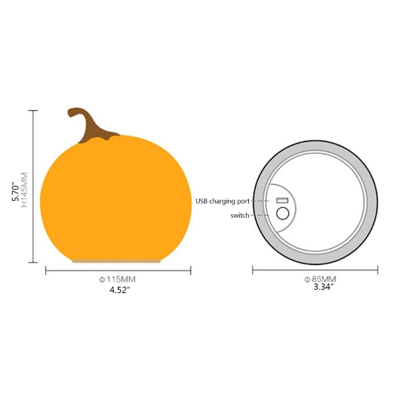 

Cute Halloween Pumpkin Shape Night Light with Touch Control USB Rechargeable Desktop Baby Kids LED Silicone Lamp Home Bedroom