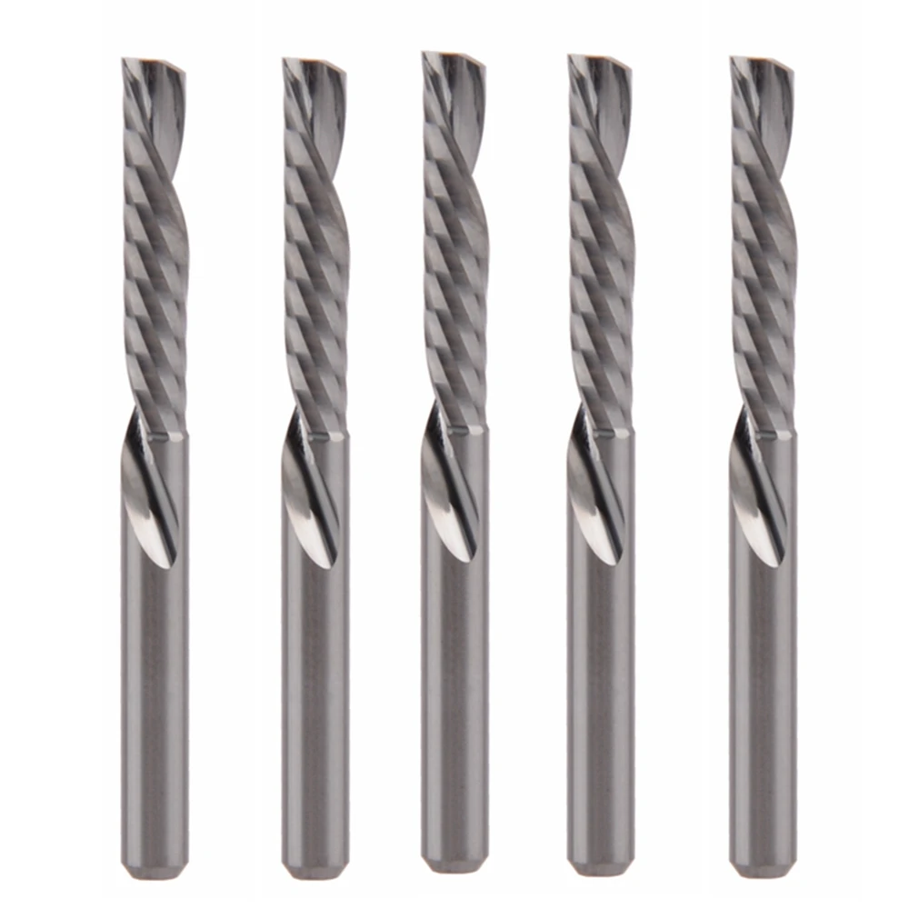 

5pc 3.175X17mm Down Cut Cutters,Left-handed 1 Flute End Mill Carbide Cutting Tools Bits on Clean Machining Acrylic/Woodworking