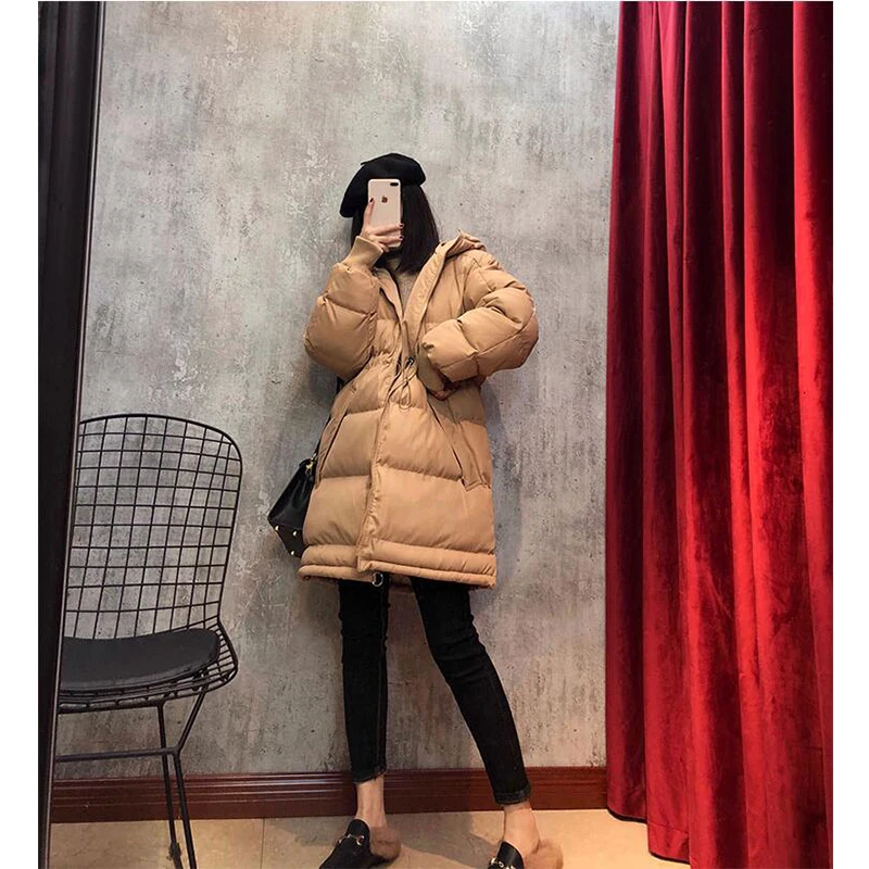 2019 Новая женская модная брендовая парка зимняя куртка простой дизайн манжеты