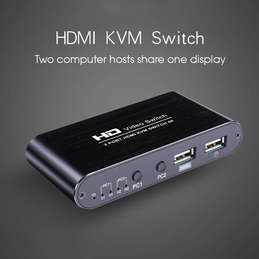 

HDMI-compatible KVM Switch Box 4Kx2K Ultra HD Switcher 2 Port PCs Sharing 2 Devices for Keyboard Mouse Printer Switch Selector