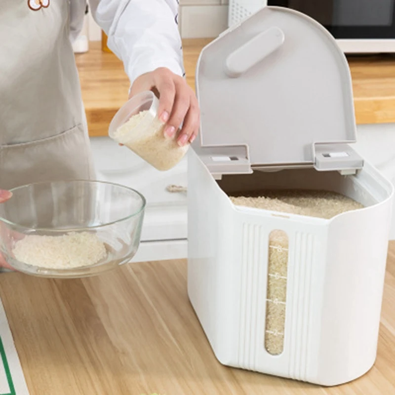 

Multifunctional 10KG Kitchen Rice Barrel Moisture-Proof Sealed Rice Tank Miscellaneous Grain Rice Storage Box