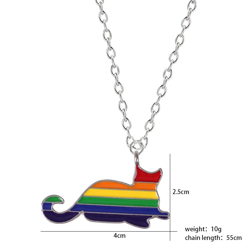 

Fashion Animal Necklace Alloy Rainbow Cat Pendant Hip-hop Trend Men's Jewelry Gift Pendants and Necklaces Wholesale Accessories