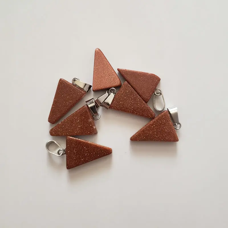 

2020 Wholesale 50pcs/lot fashion high quality gold sand stone triangle shape charms pendants fit necklace making DIY jewelry