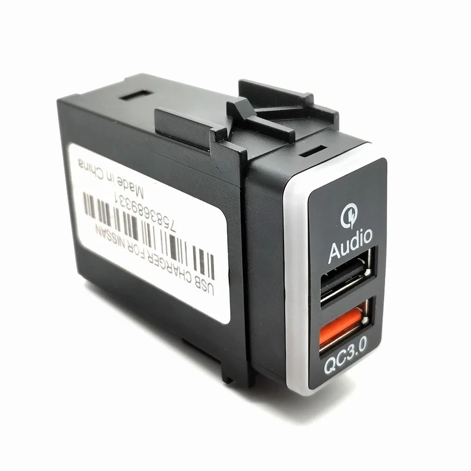 set1 audio orange Chelink 12 В Dual USB Автомобильное зарядное устройство QC3.0 светодиодный вольтметр адаптер питания с цифровым дисплеем напряжения для Nissan - Название цвета: set1 audio orange