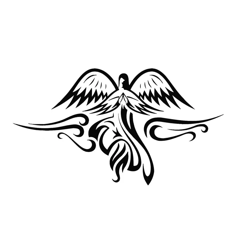 

Автомобильная наклейка, абстрактное искусство, наклейка с ангелом, черная/серебряная ПВХ наклейка с крышкой тела, 17,5*9,8 см