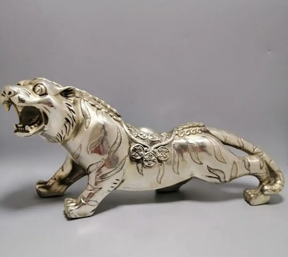 Медная статуя из чистой меди властное животное тигр украшение белый медный для