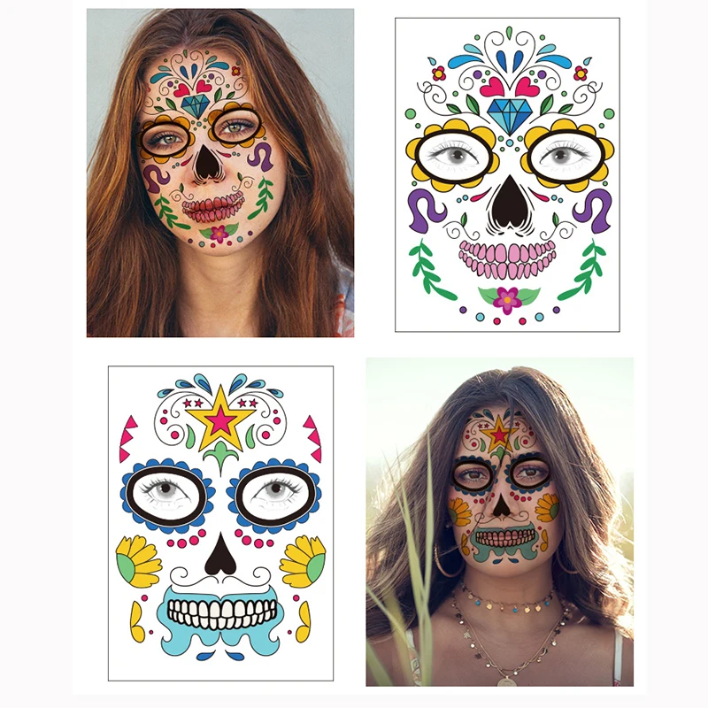 Тату наклейка на лицо Хэллоуин водостойкая индивидуальная маскарадная забавная
