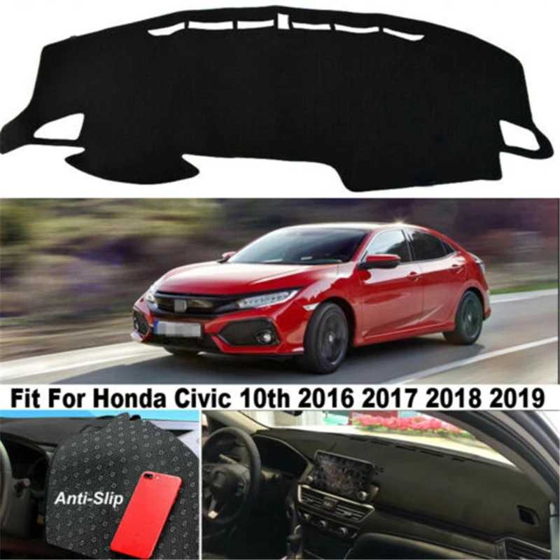 

Car Dashboard Cover Pad For Honda Civic 2016-2019 Anti-Slip Dashboard Carpet Sunshade Dashmat Protective Cape Rug Accessories