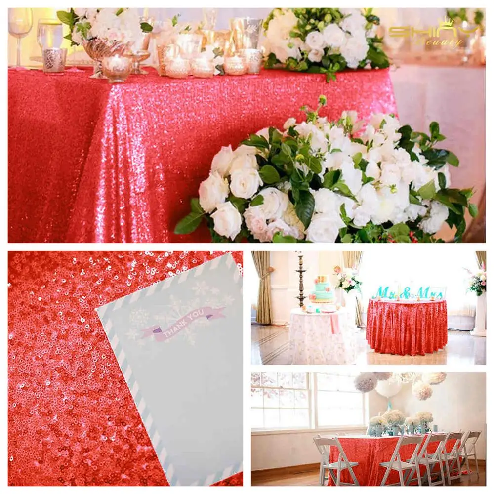Красная скатерть с блестками 60x102 дюймовая красная блестящая для украшения