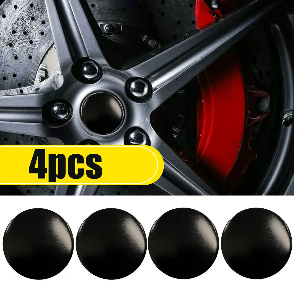 

4Pcs Universal Black Aluminum Wheel Center Hub Cap Cover Sticker Decal DOME SHAPE 2.2" Auto SUV Car Accessories