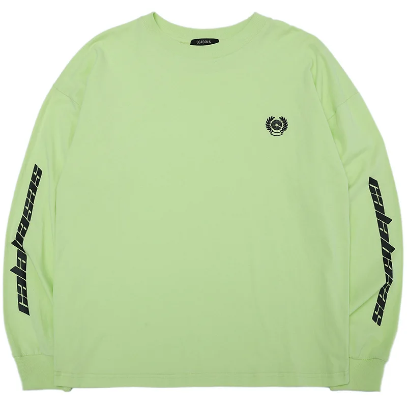 Kanye West Calabasas сезон 6 Логотип Emboridery Женская Мужская футболка с длинным рукавом хип-хоп Уличная Мужская хлопковая футболка оверсайз
