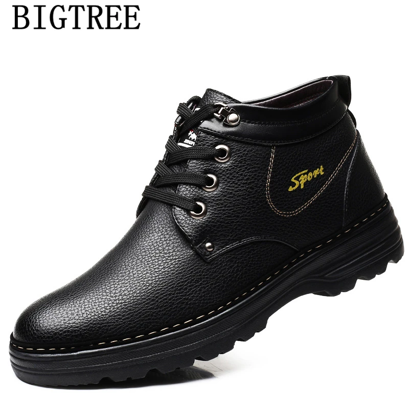 Зимние ботинки Мужская обувь в стиле милитари Ботильоны зимняя Кожаные