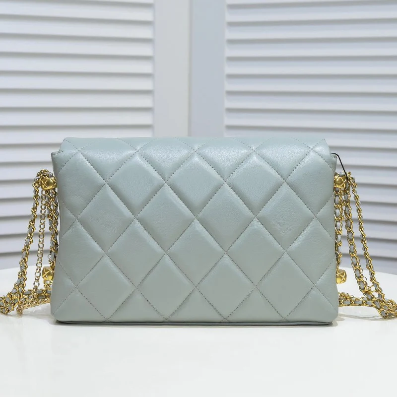 

Retro rhombus design, leather, hardware, color-blocking chain, shoulder bag, ladies new fashion, all-match messenger bag