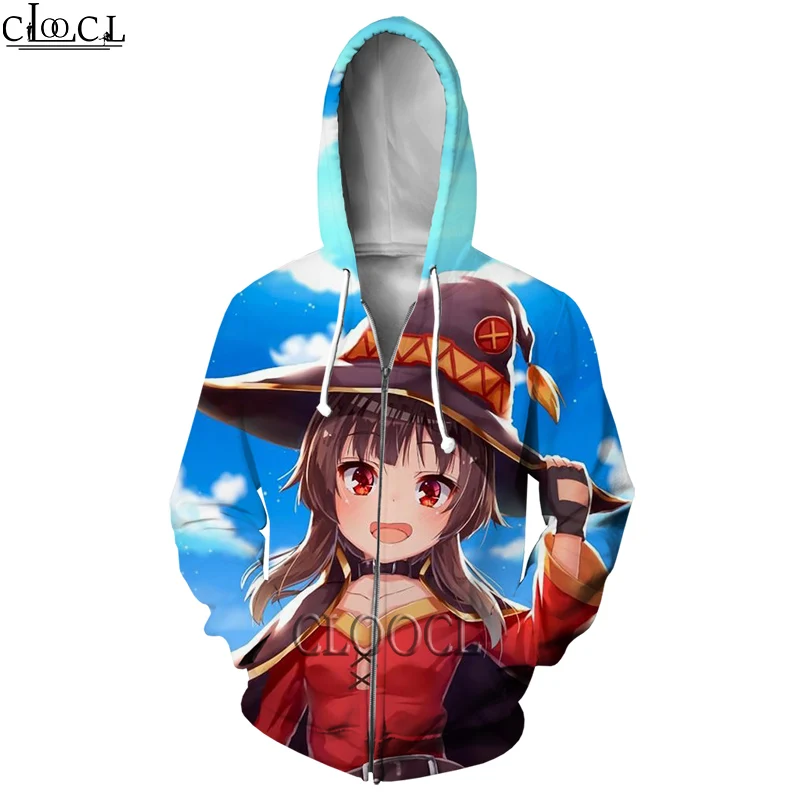 

HX Anime Girl Megumin Konosuba Zipper Hoodies Men Women 3D Print Hip Hop Harajuku Hot Selling Fashion Casual Tops Drop Shipping