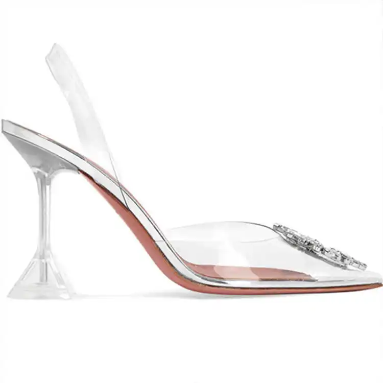 

Pointed transparent sandals women's summer new with thin heel diamond sexy Baotou high heels