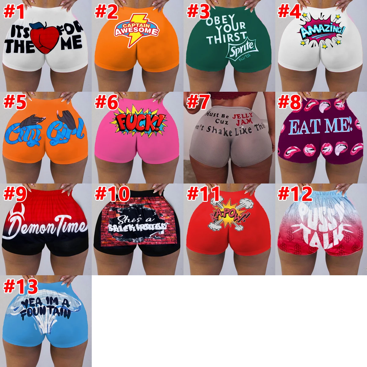 

XL Women's High Waist Shorts Summer Sexy Slim Printed Hip Hop Beach Sports Shorts Candy Snacks Wholesale