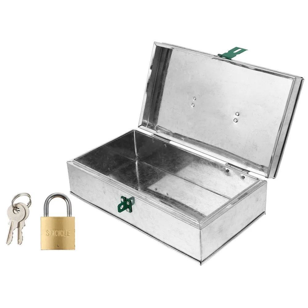 

1Pc Household Iron Sheet Storage Box with Handle Lock Simple Tool Kit (Silver)