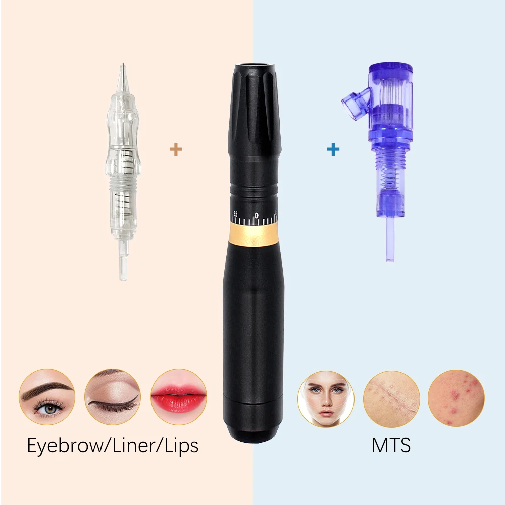 Фото BMX PMU машинка для тату, ручка, набор, Перманентный макияж, машина Dermógrafo Agulhas тихий двигатель, легкий клик, картридж для бровей №3