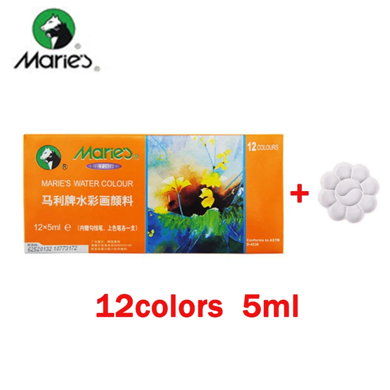 5ml-E1325-12colors Надписью «Marie» акварельные краски в наборе 12/18/24/36 Цвета косметика парфюмерия диспенсер 5 мл/12 мл трубка Прозрачная Тонкая безопасные нетоксичные воды Краски ing пигменты для детей - Цвет: 5ml-E1325-12colors
