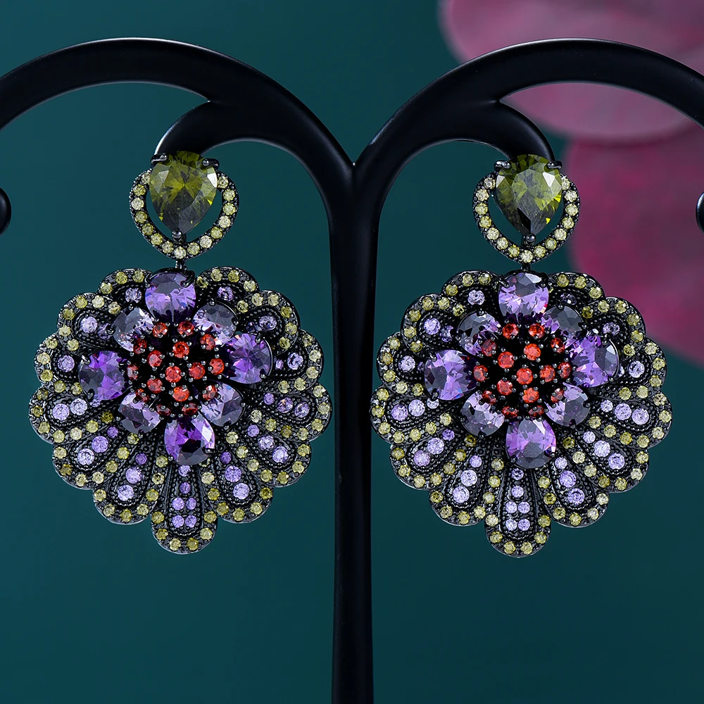 

SORAMOORE Luxury Gorgeous Big Pendant Drop Earrings Full CZ Bride Wedding Actor Dancer Appointment Party Show Earring Jewelry