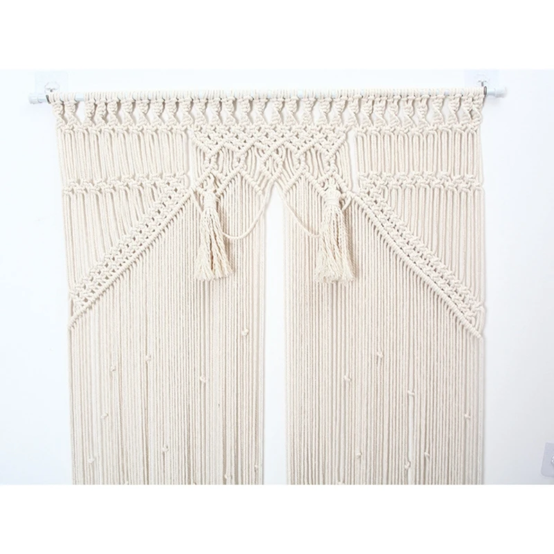

Boho Macrame Wall Hanging Door Curtain Handmade Woven Tapestry for Wedding Home Decor Living Room Background Ornament