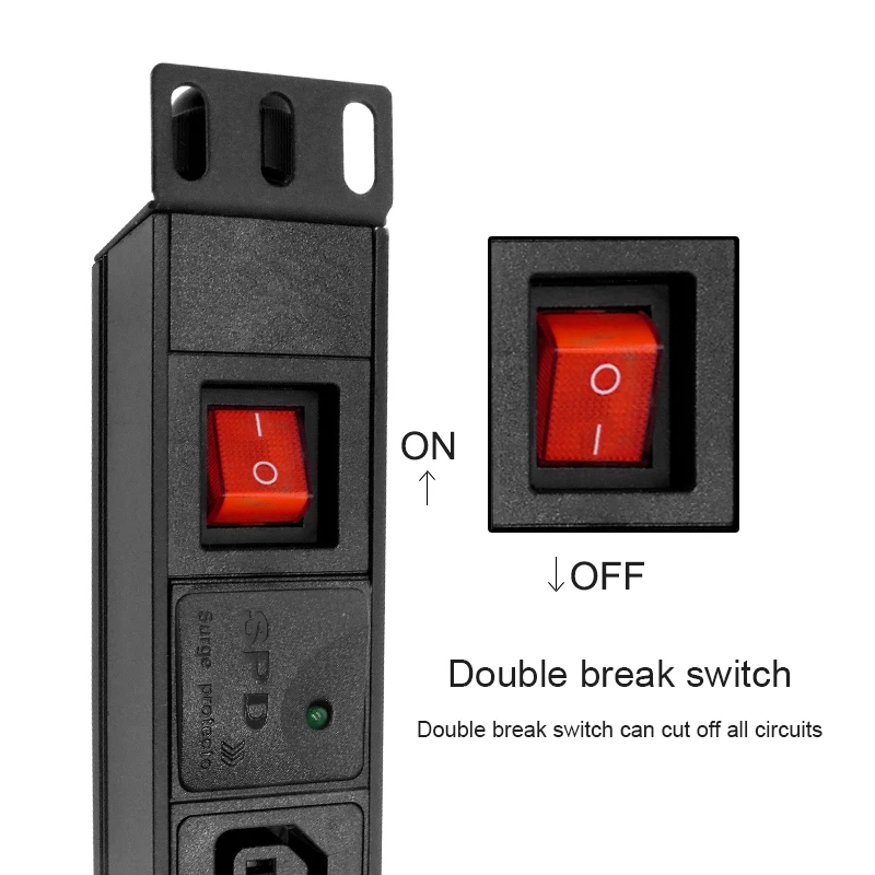 PDU Power Strip 10AC IEC C13 Socket Switch SPD Surge Protection 4000W 2M Cable For Server Network Cabinet Rack | Обустройство дома