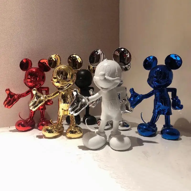 

30cm Disney Mickey Mouse Statue Beckoning Mickey Cartoon Figure Resin Sculpture Trendy Shop Home Decoration Desktop Ornaments