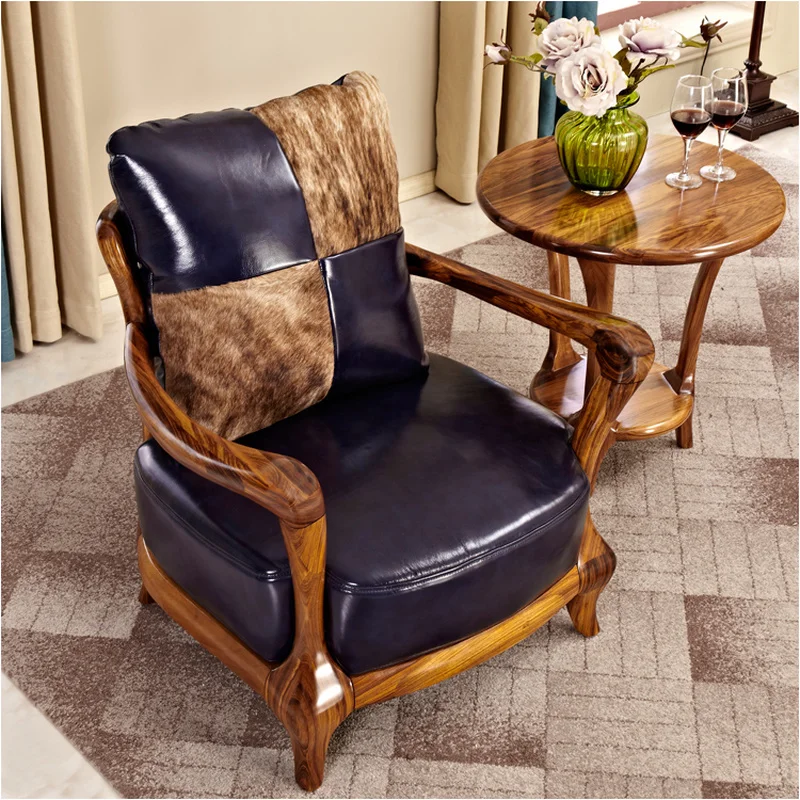 Стул для отдыха из натуральной кожи muebles de sala деревянная мебель гостиной в
